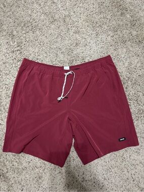 Maroon Men's Swim Shorts with Drawstring
